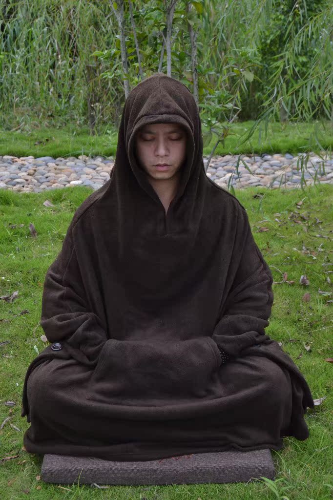 秋冬季专用打坐带帽披风坐禅被斗篷坐垫蒲团