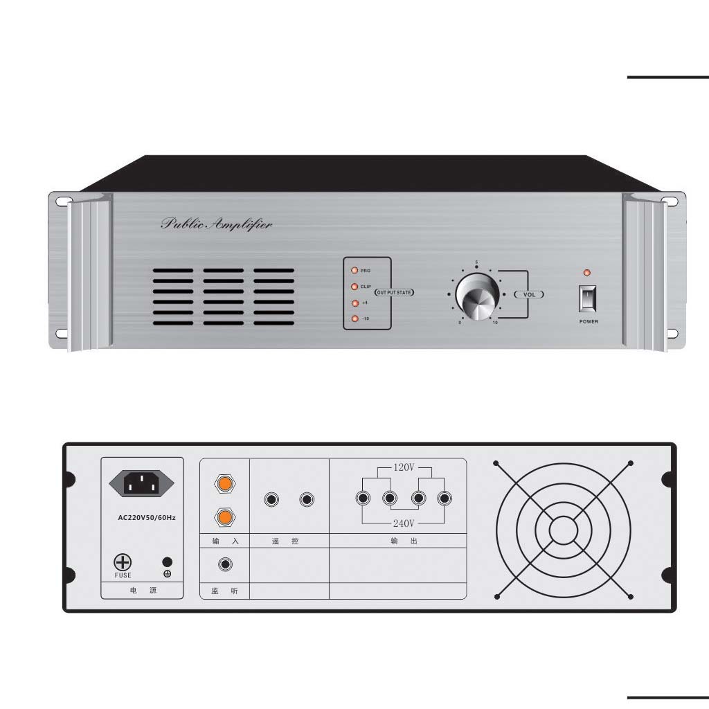 爱之声 3u后级定压功放 800w 1000w 1500w 2000w 带调音旋钮