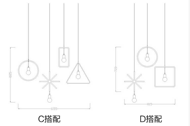 北欧简约灯具服装店吧台阳台灯 创意个性复古工业铁艺吊灯3头.