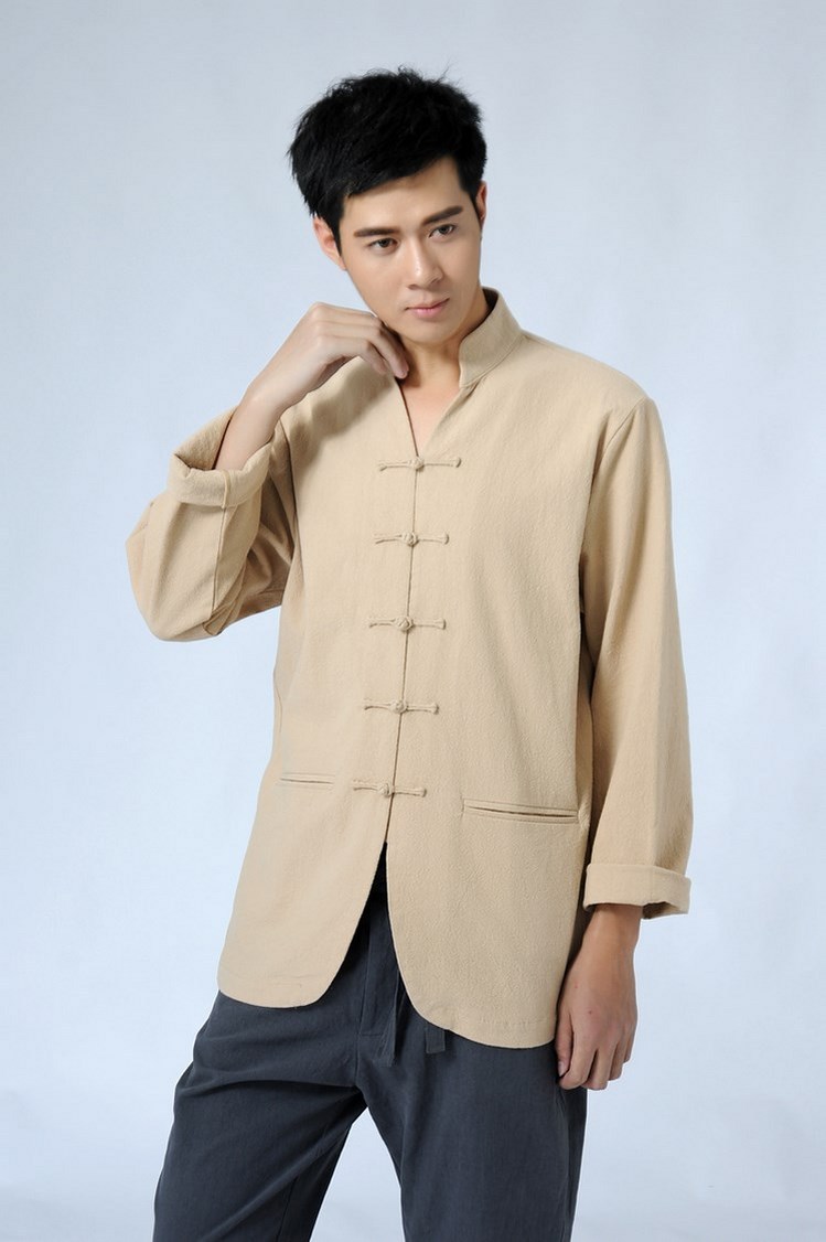 中山装衬衫 立领男士中山装衬衫 春夏秋款