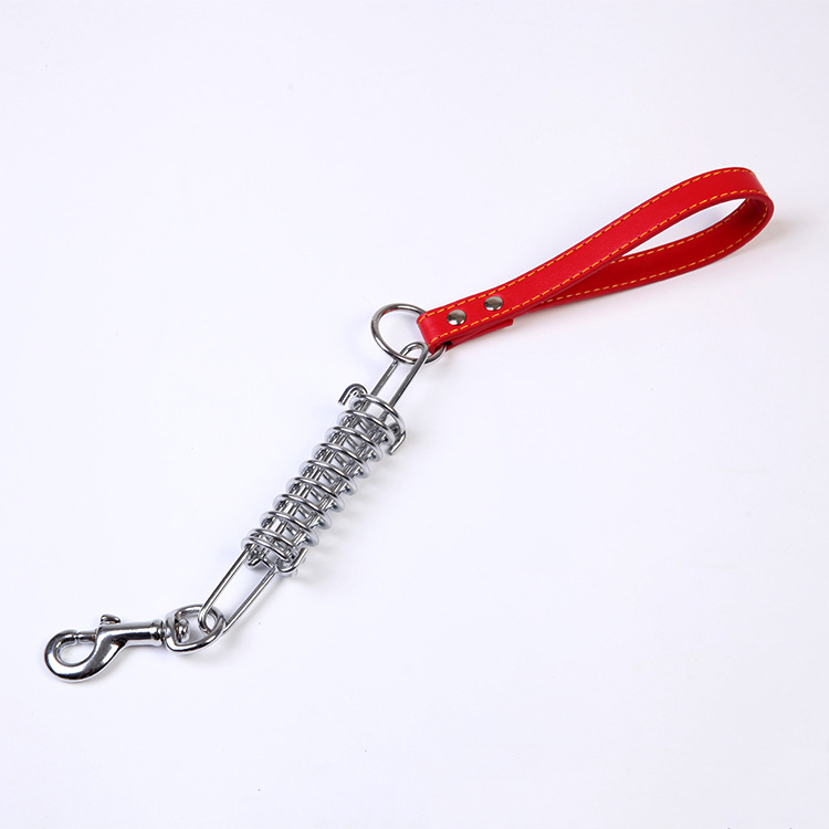 贝嘉瑞 短距离狗绳不锈钢链弹簧拉把一步牵引绳 4.0mm*50cm 宠物