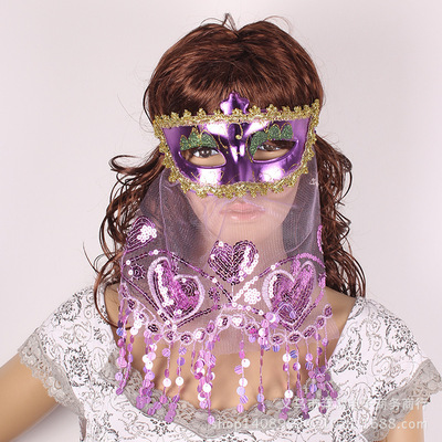 万圣节新款造型半脸公主带面纱面具性感威尼斯面具舞会派对装扮