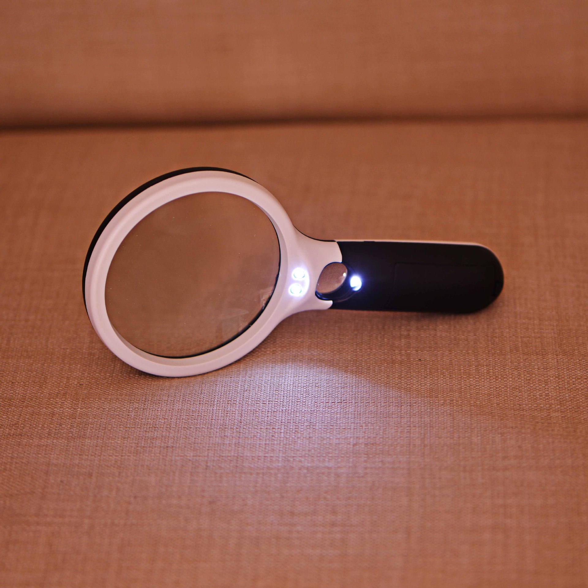 手持led书灯双镜片阅读放大镜 90mm 带验钞 双光拼色放大镜 6903