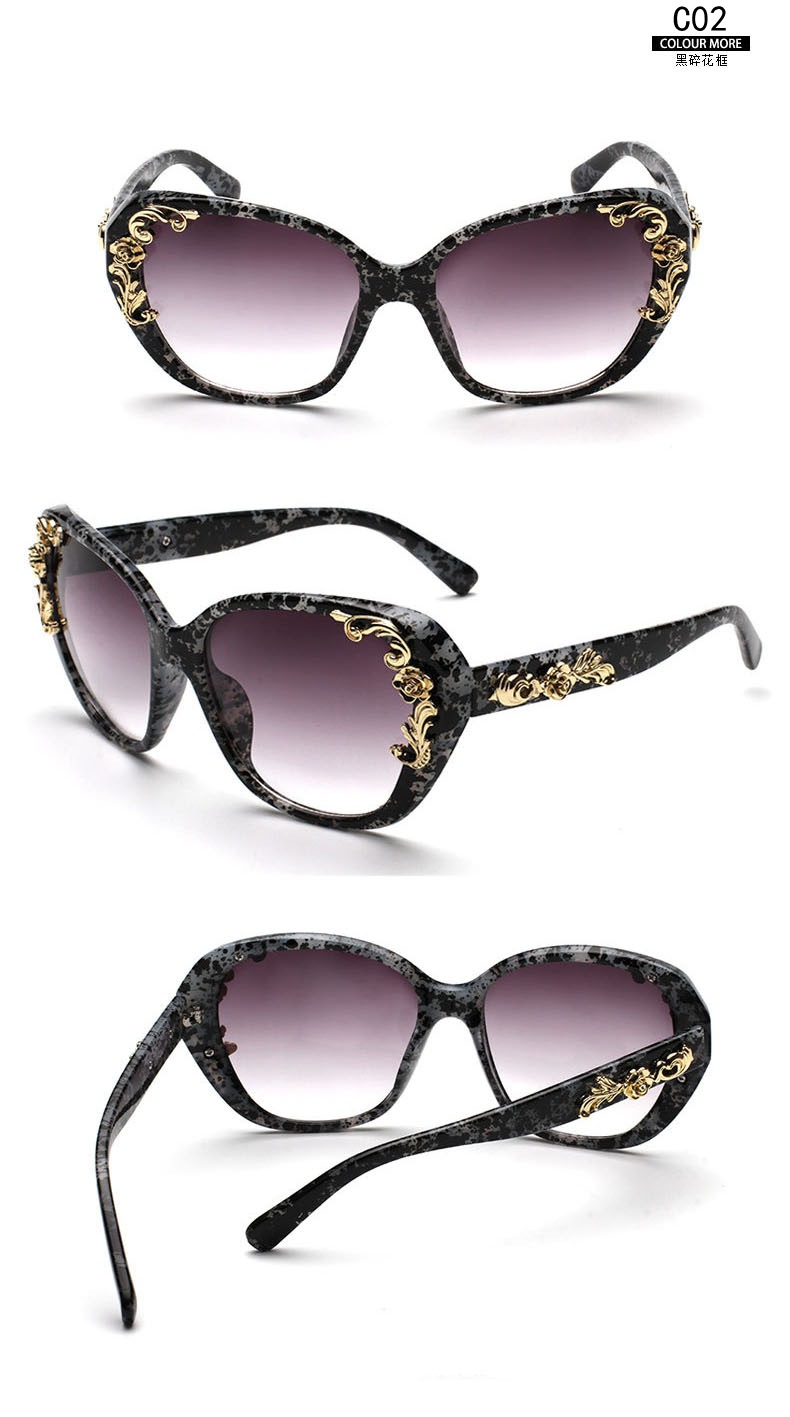 速卖通太阳眼镜巴洛克baroque雕花太阳镜欧士复古墨