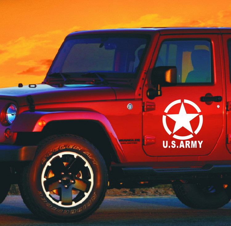 二战五角星引擎盖车贴 五角星侧门贴纸 大号usa五角星车贴r-329