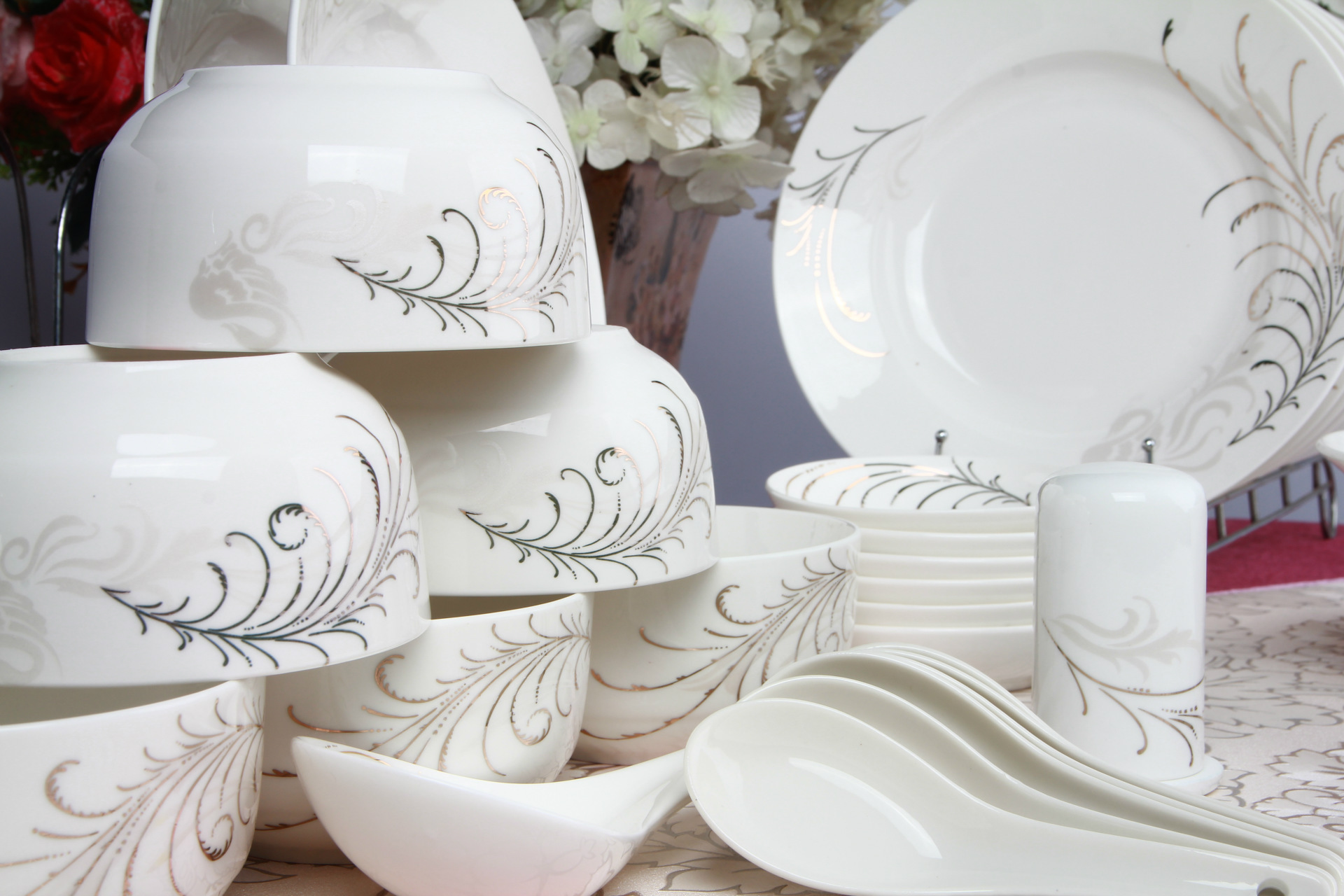 29头骨瓷餐具套装定制logo 陶瓷餐具