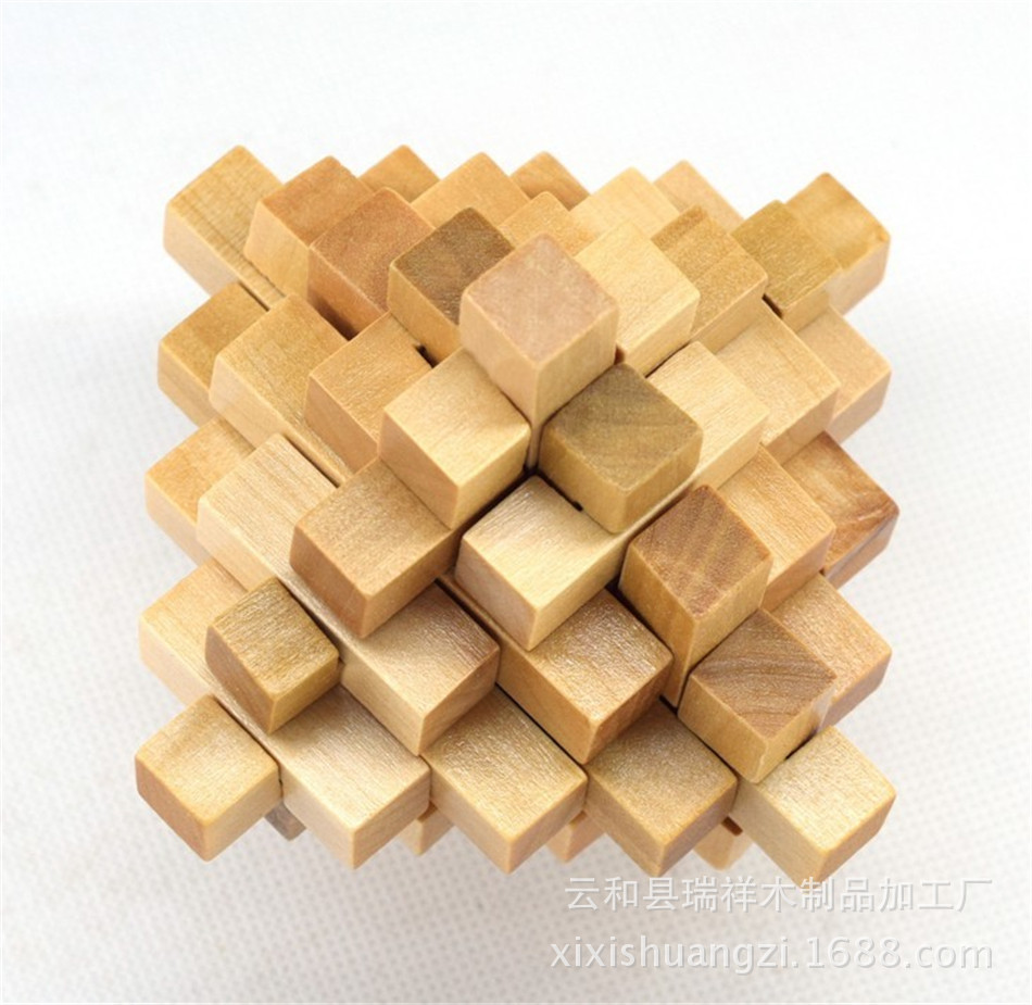 本色大菠萝孔明锁 鲁班锁 益智木制解锁玩具 学校周边热卖玩具