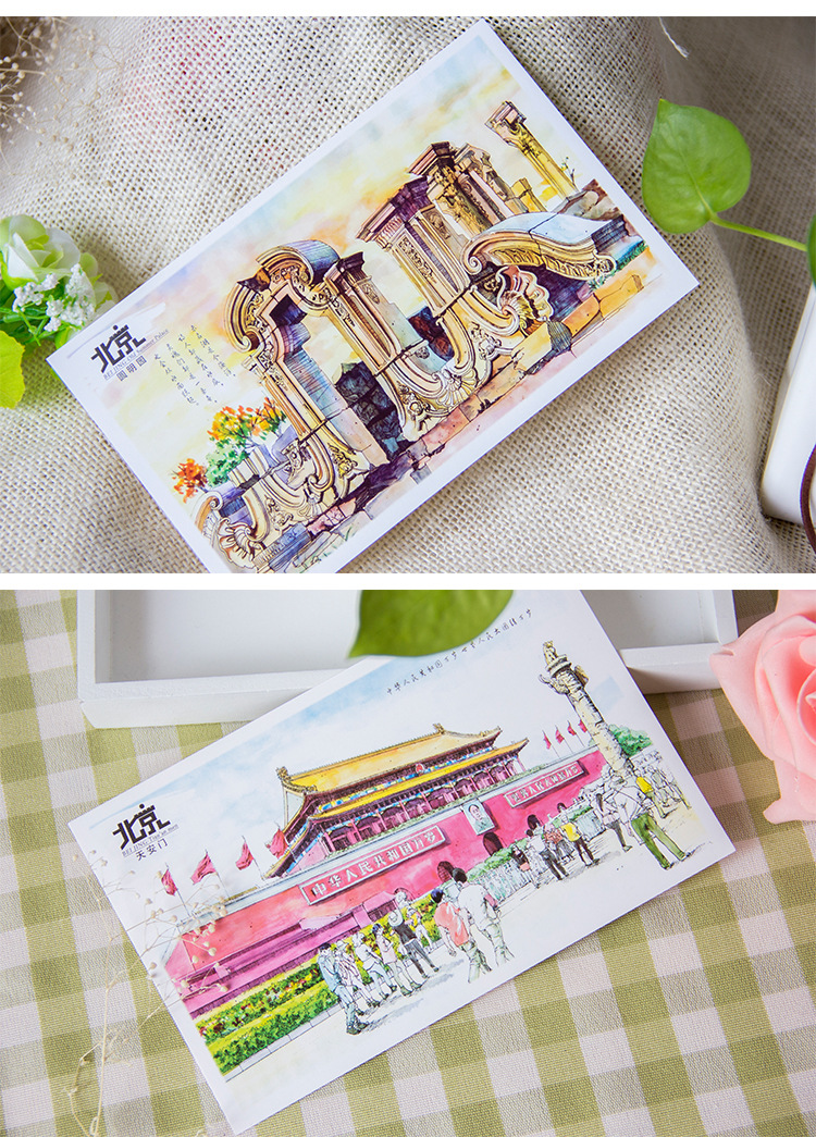 书境文创 北京手绘明信片 故宫长城印象旅游风景特色纪念礼品礼物