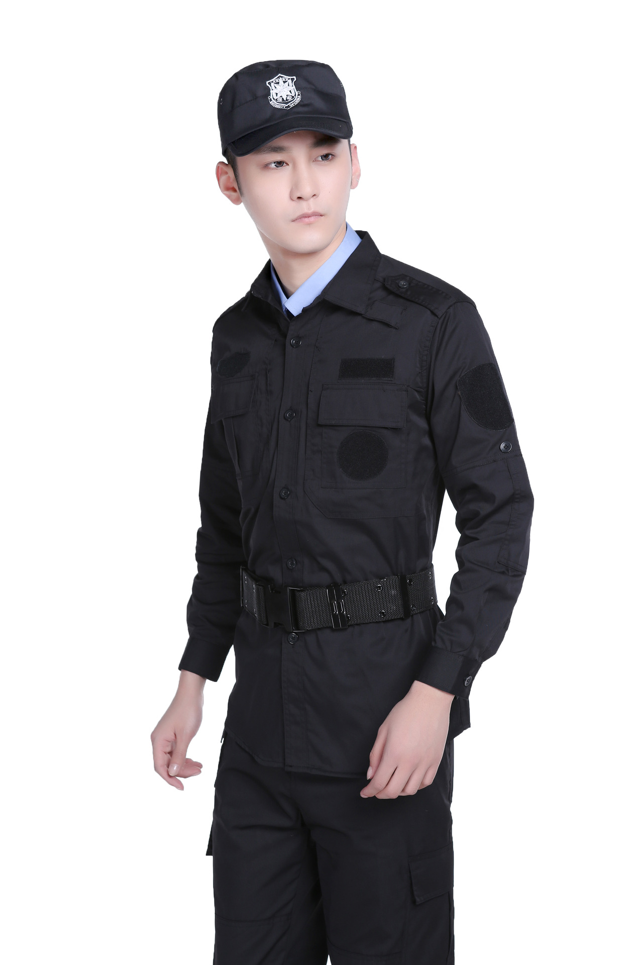 新款保安春秋服 黑色保安套装长袖特训服 保安制服厂家直供