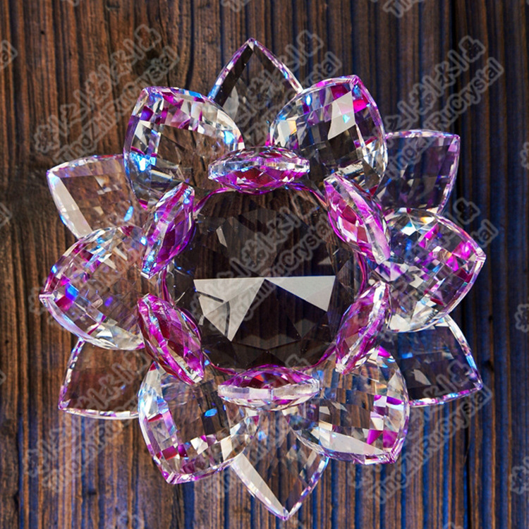 浦江水晶莲花k9七彩玻璃莲花摆件家居柜台装饰工艺品佛