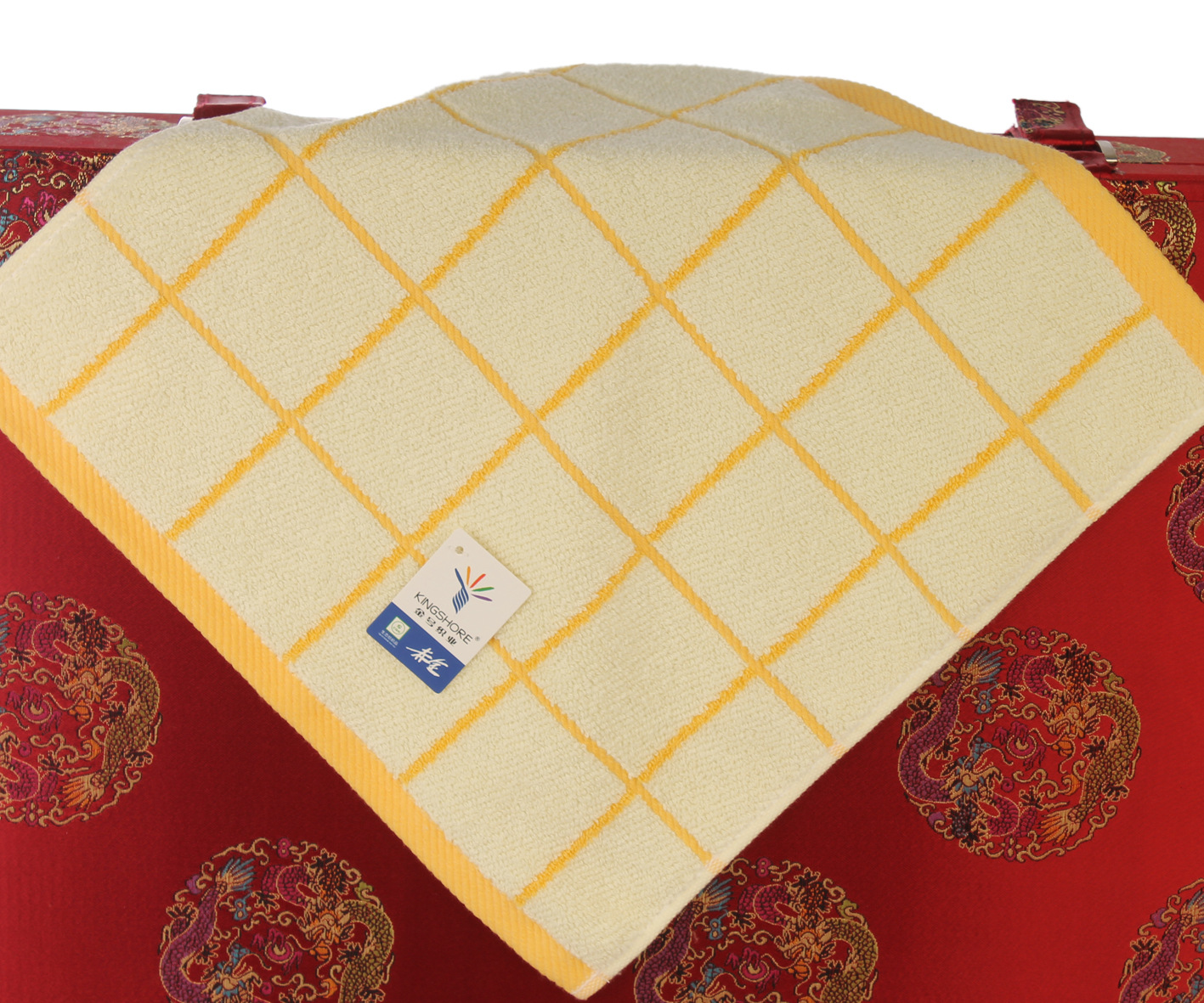 金号 纯棉方巾 全棉素色提缎 柔软吸水 清新格纹 厚实 正品批发