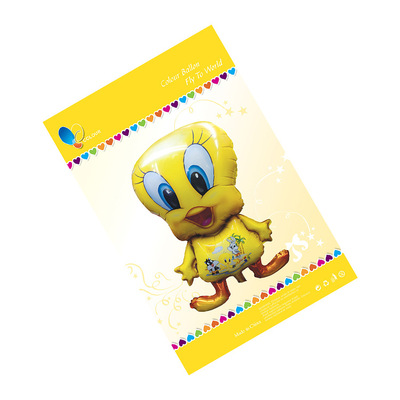 厂家批发铝膜气球卡通立体站立鸭子小翠 气球儿童派对装饰带包装