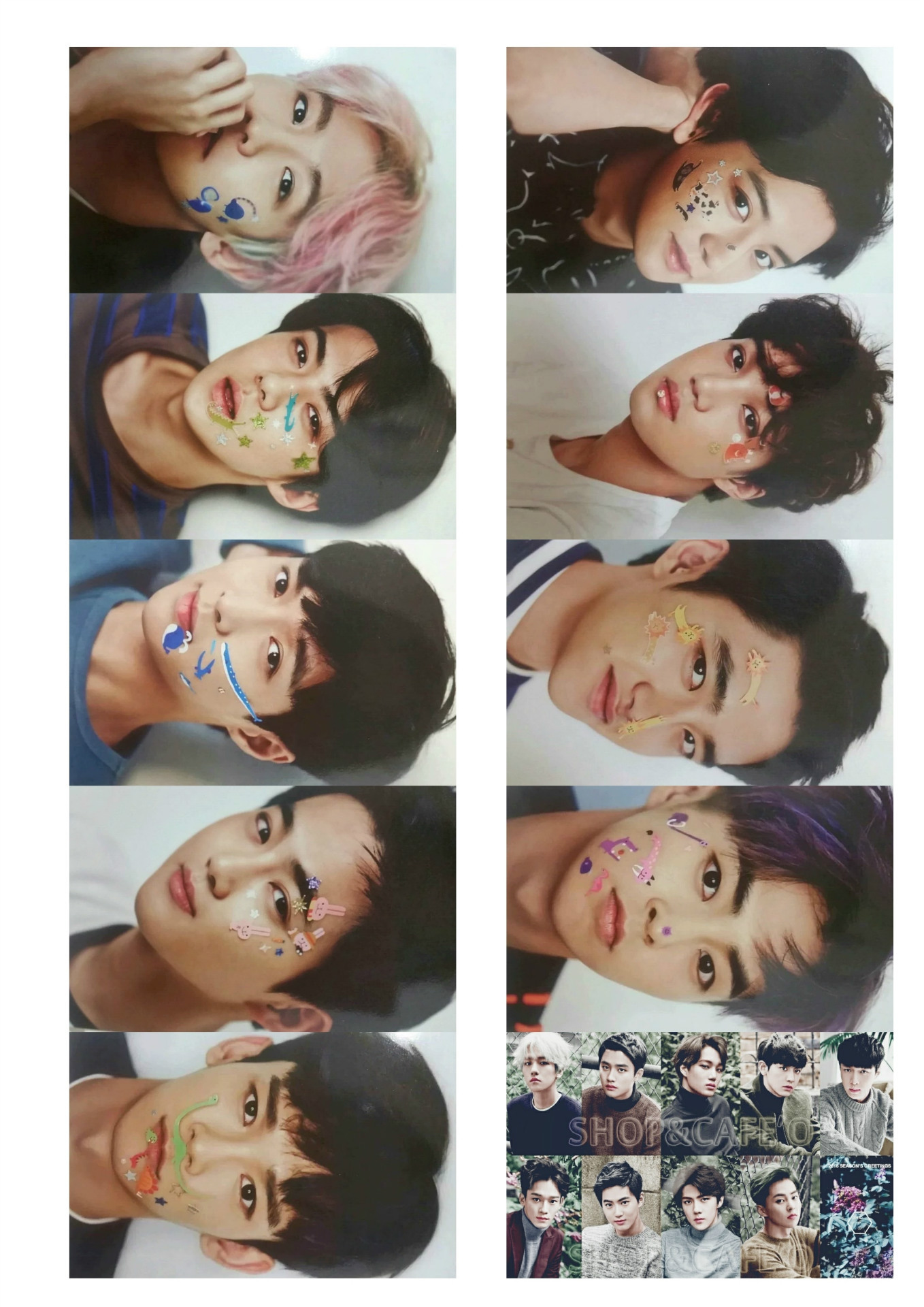 exo 2016年官方台历图 自制同款周边卡贴 一套10张 48款卡贴