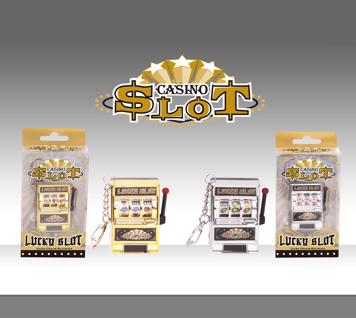 跨境出口迷你老虎机钥匙扣 迷你版老虎机赠品 创意圣诞礼物水果机