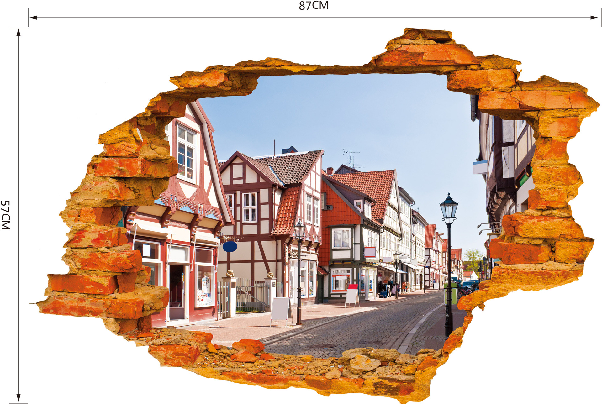 aw8001a街道时尚创意3d立体破墙效果墙贴画亚马逊货源立体感