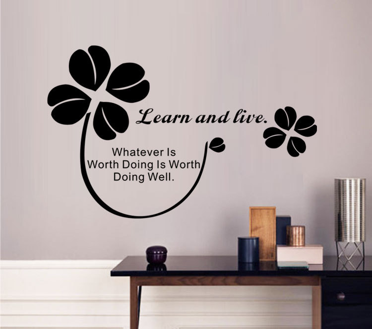 aw9086美新款英文箴言四叶草装饰墙贴纸pvc 一件代发 贴画