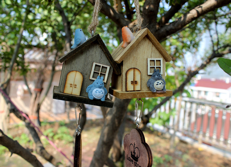 zakka日式龙猫风铃 田园龙猫房子家居手工挂饰 汽车挂饰门饰批发