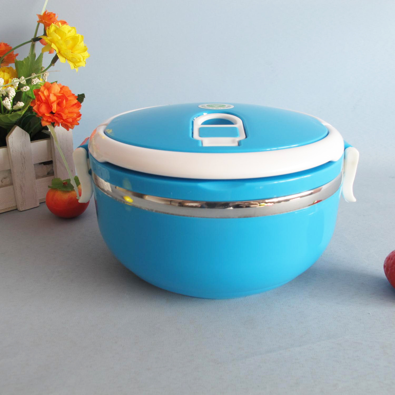 700ml不锈钢保温饭盒 单层拉扣提手圆形学生密封保鲜不锈.