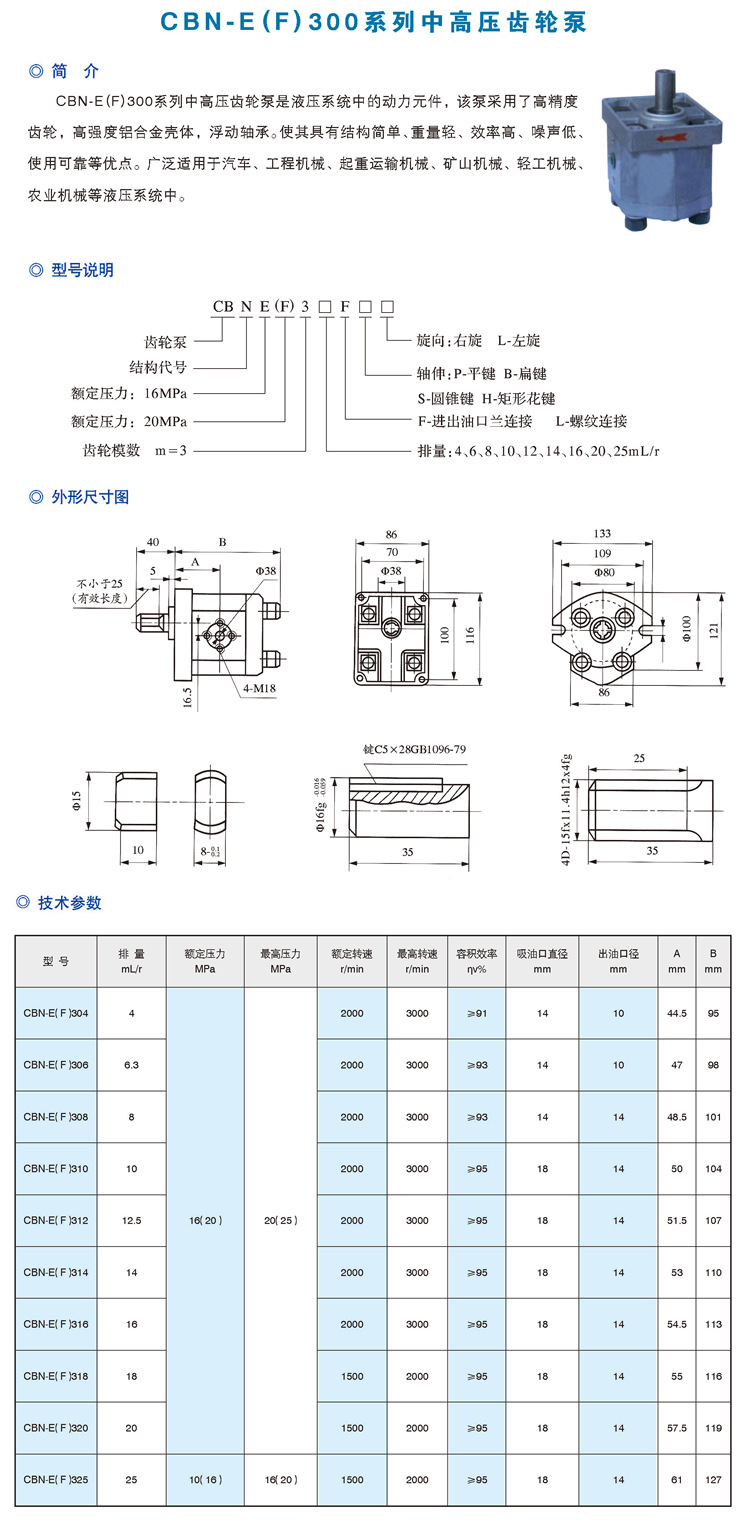供应cbn-e(f)300系列的中高压齿轮泵,欢迎来电订购
