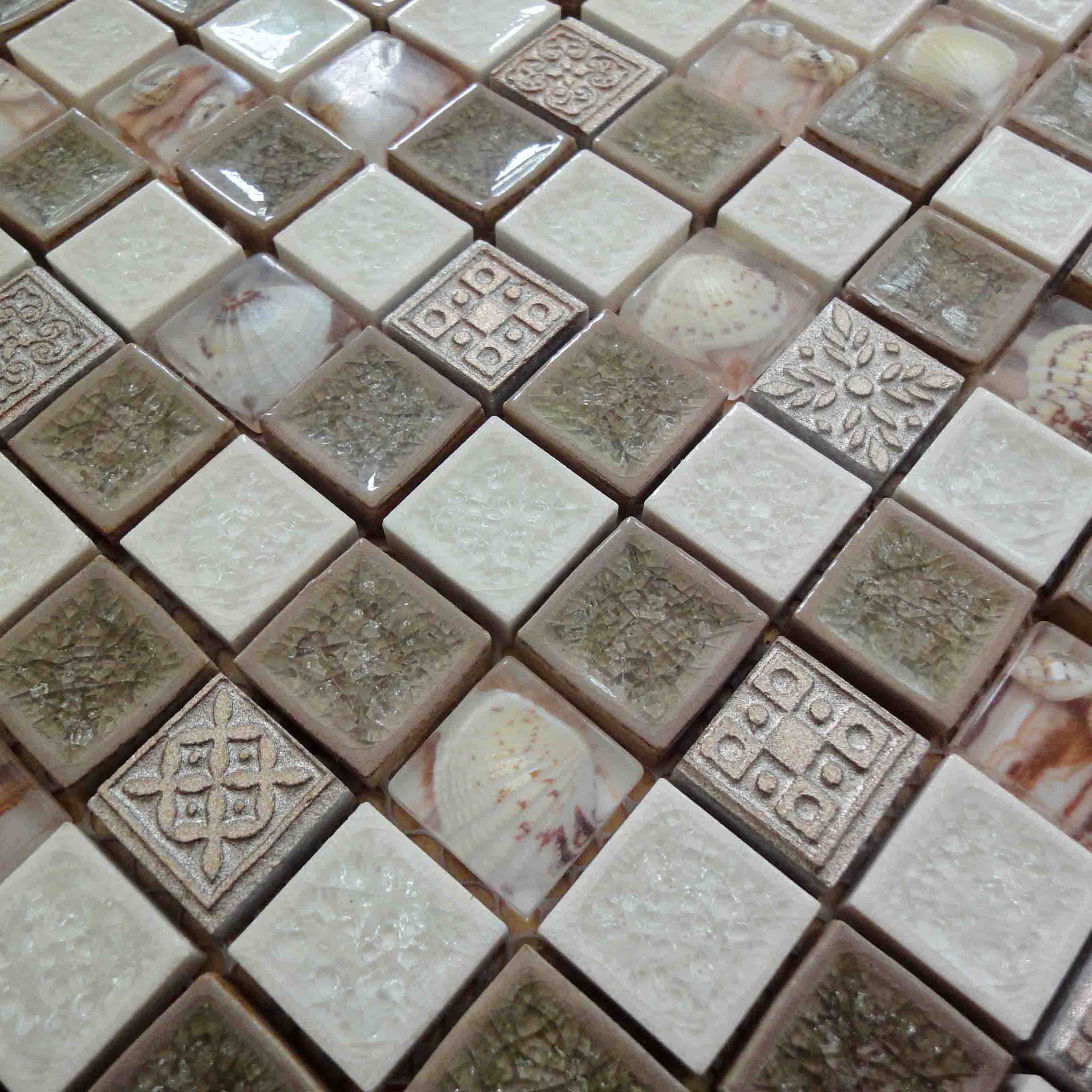 客厅电视背景墙瓷砖 陶瓷混拼贝壳树脂马赛克 ksl-m028