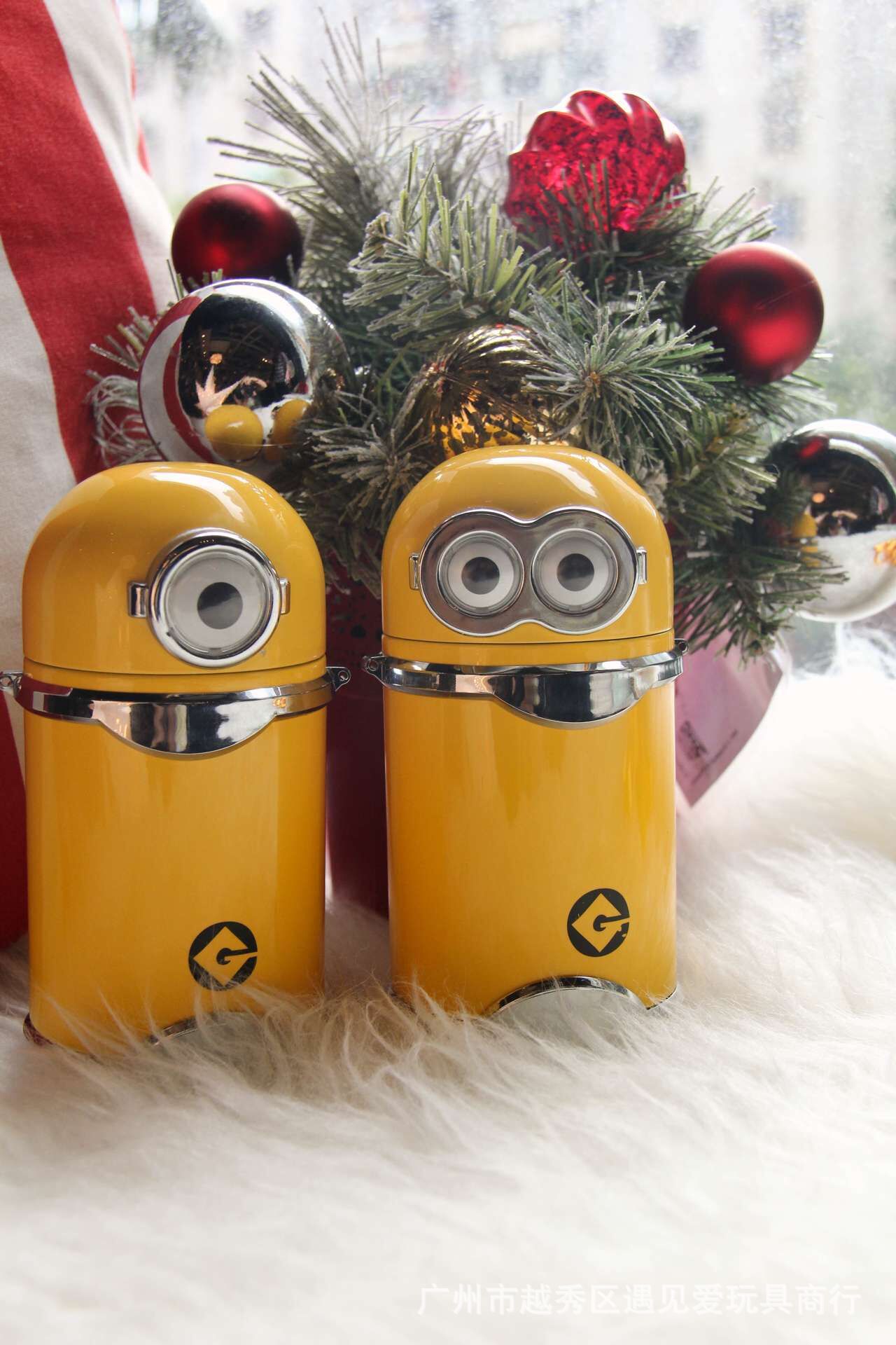 保温杯 便携式饮水儿童杯 新款卡通大眼萌全不锈钢小黄人保温杯