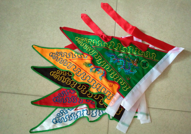 大号佛具法会龙佛教五色龙旗令旗 佛教令旗 双面刺绣五色龙王旗