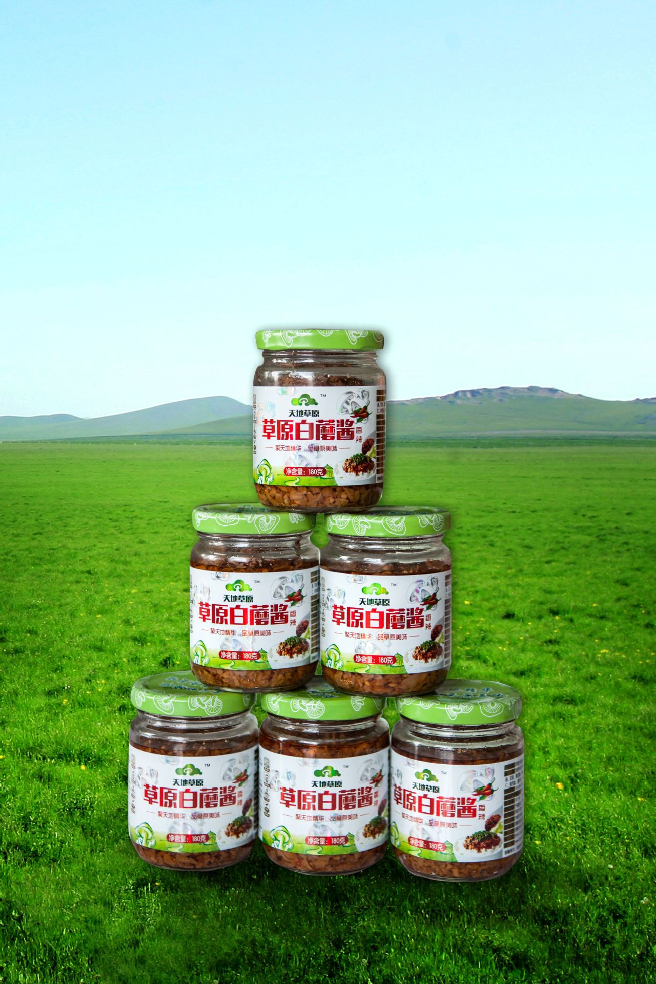 天地草原白蘑酱180gx20瓶提瓶装香辣内蒙特产调料礼提