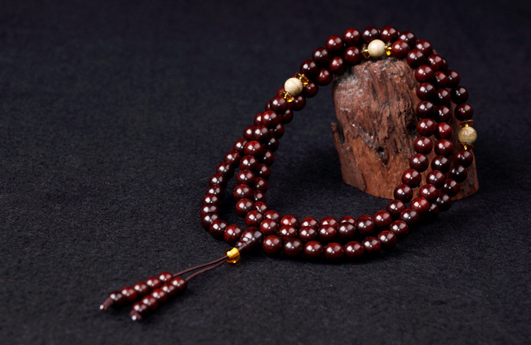 大德 原创 印度小叶紫檀 老料108颗8mm念珠 沉香隔珠 优雅大气