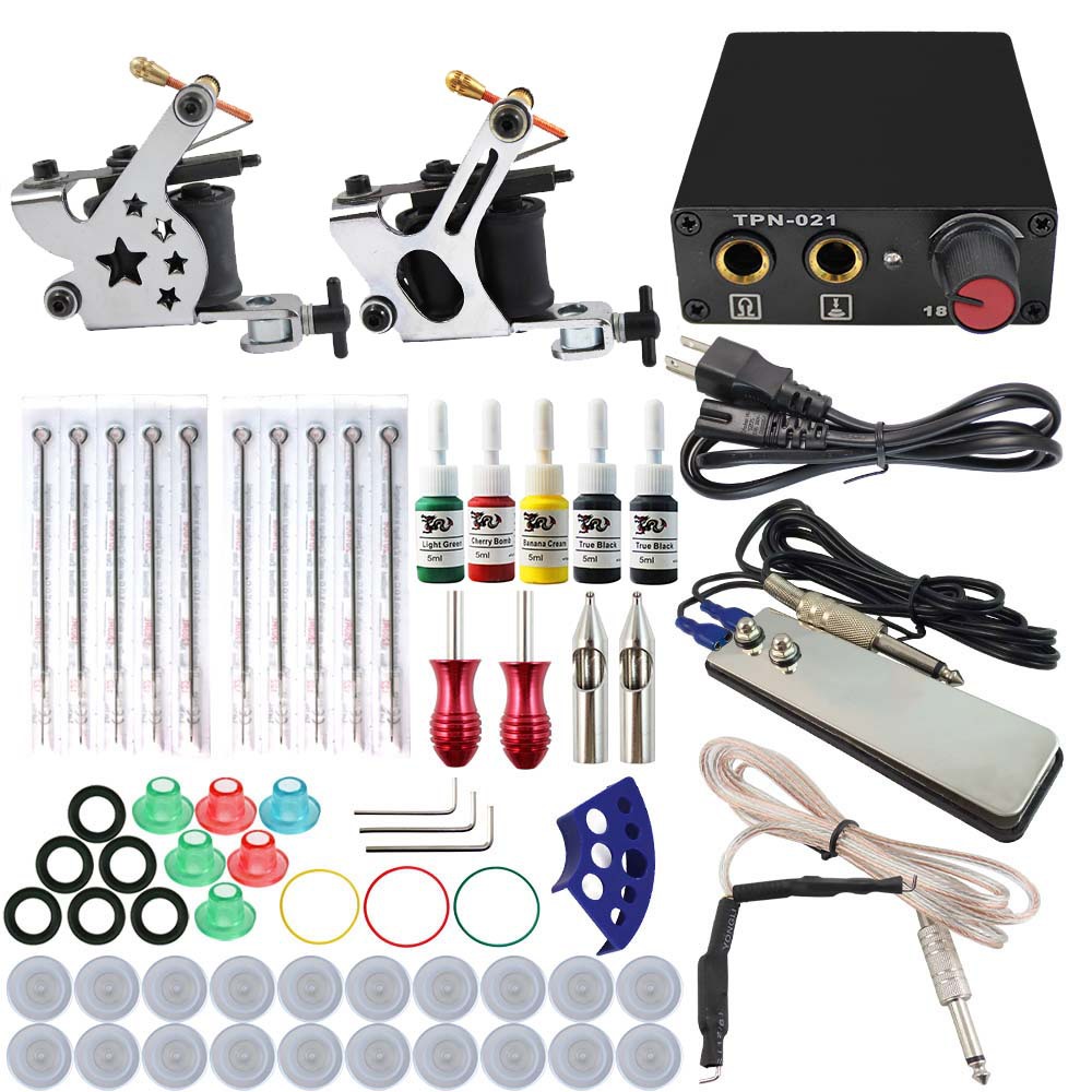 厂家直销纹身工具包工具袋大配置全套纹身器材三机20色纹身机套装
