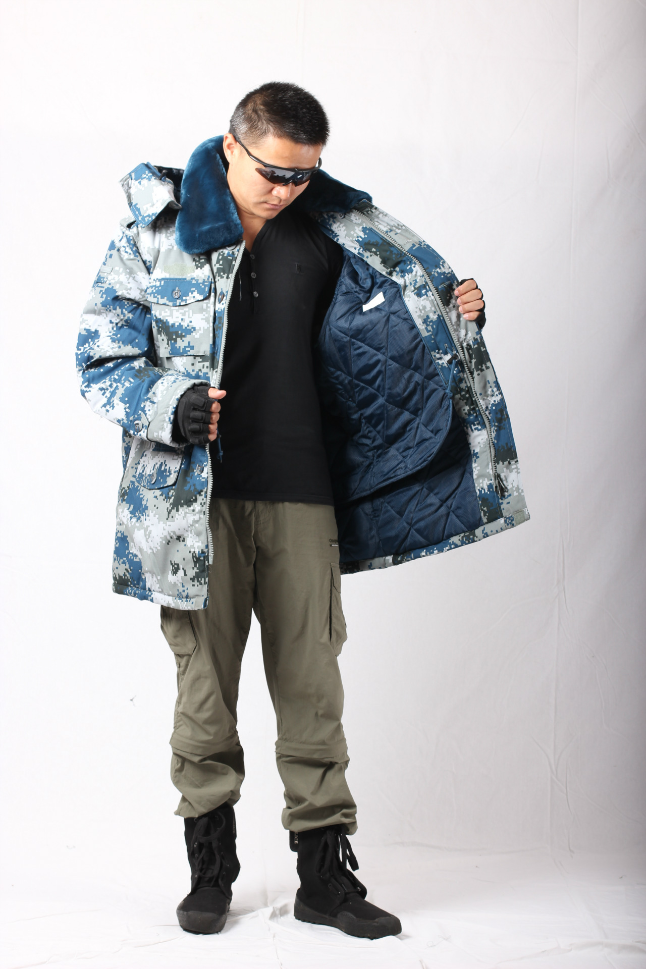 户外军迷防寒保暖荒漠迷彩棉服内胆可拆卸城市数码作训大衣