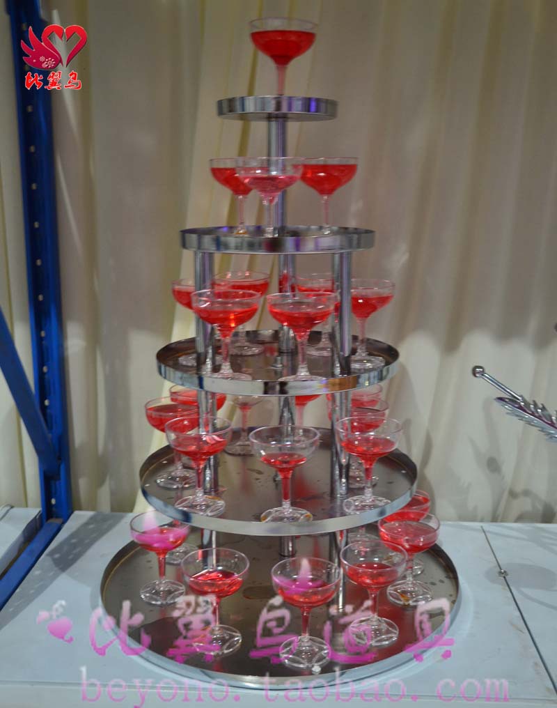 新款五层不锈钢香槟塔 婚庆道具香槟塔批发 婚礼布置婚庆道具