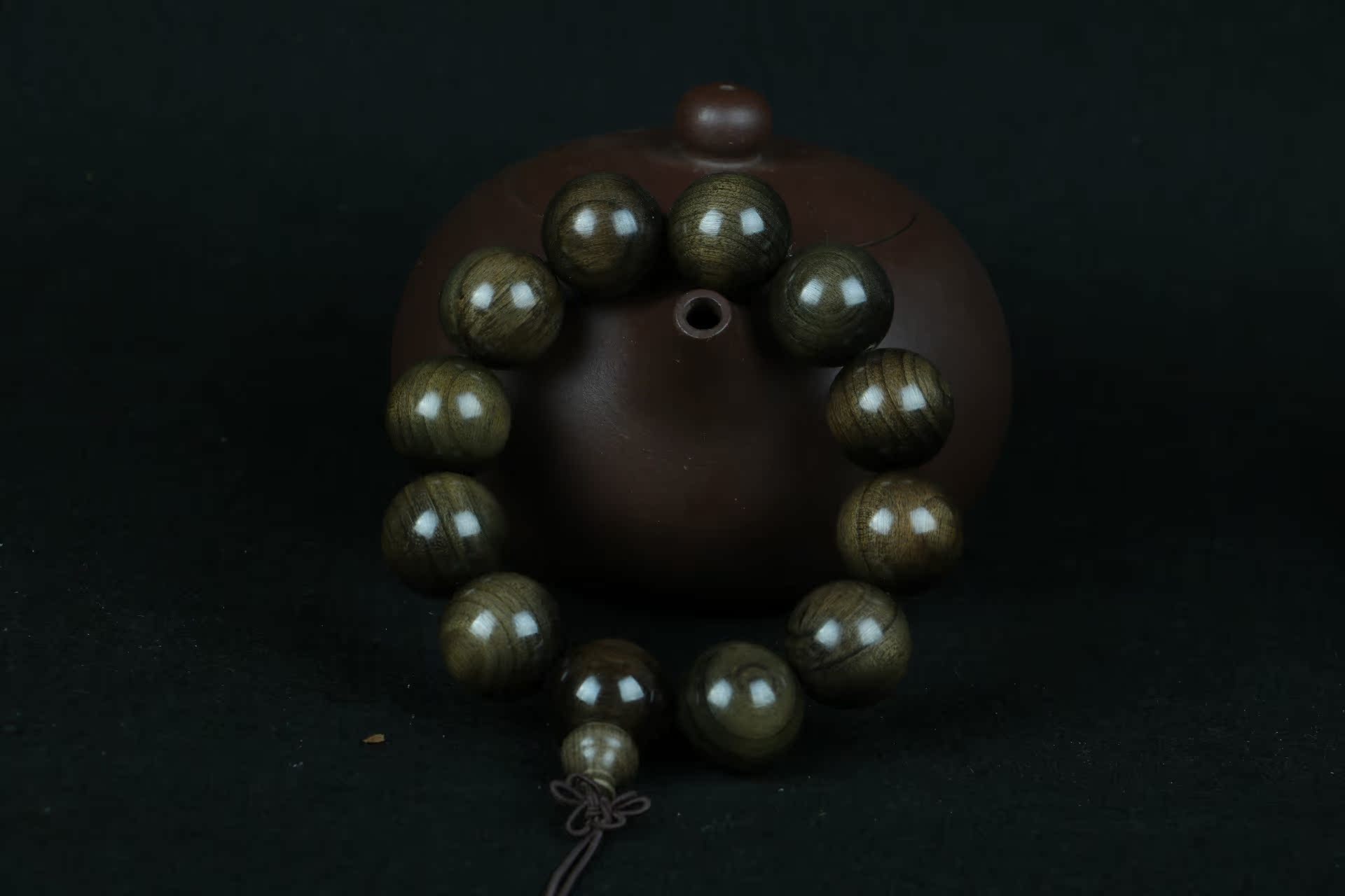 正宗四川乌木 阴沉木佛珠金丝楠手串12颗20mm手