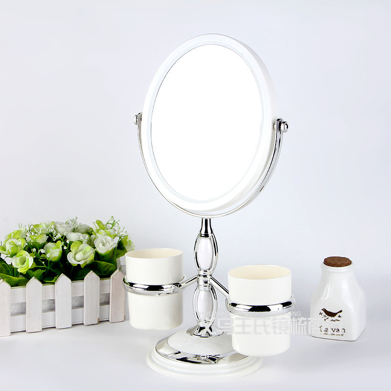 New European High-End Golden Edge Makeup Mirror Desktop round Mirror Creative Jewelry Storage Multi-Functional Double-Sided Makeup Mirror