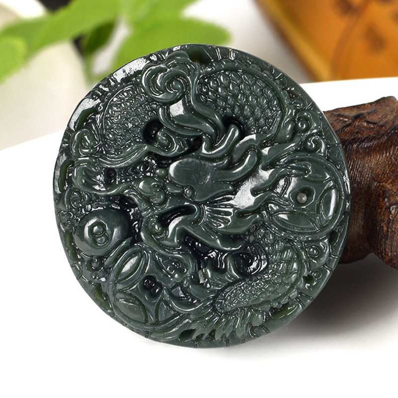 厂家直销 天然a货青玉龙牌创意吊坠 真玉龙牌玉佩挂件批发-阿里巴巴