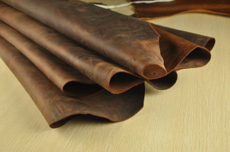 2015热卖复古疯马皮 变色疯马皮 深棕色油蜡疯马皮 鞋包用真皮现