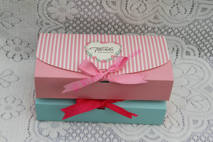 热销可爱清新礼品盒节日纸盒蝴蝶结折叠糖果盒礼品方形包装盒大号