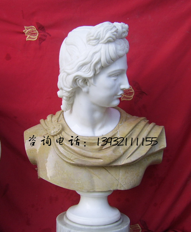 石雕人物雕刻 汉白玉石雕历史名人李白半胸像雕塑100