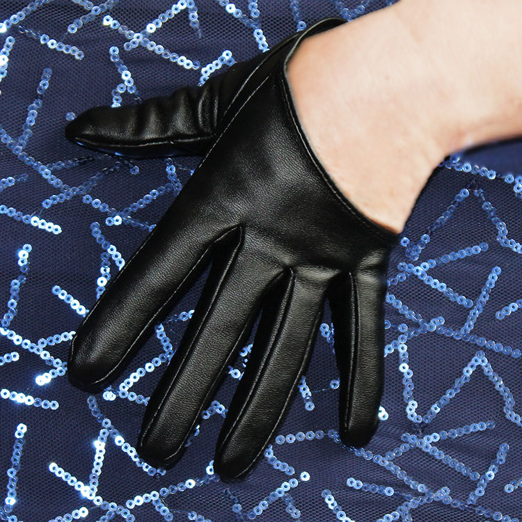 明星同款范爷同款 pu皮跳舞摄影婚纱夜店演出 女款露背半掌手套
