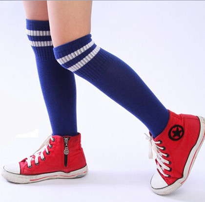 跨境货源批发表演儿童袜 条纹足球袜 宝宝棉长筒袜二条杠袜-阿里巴巴