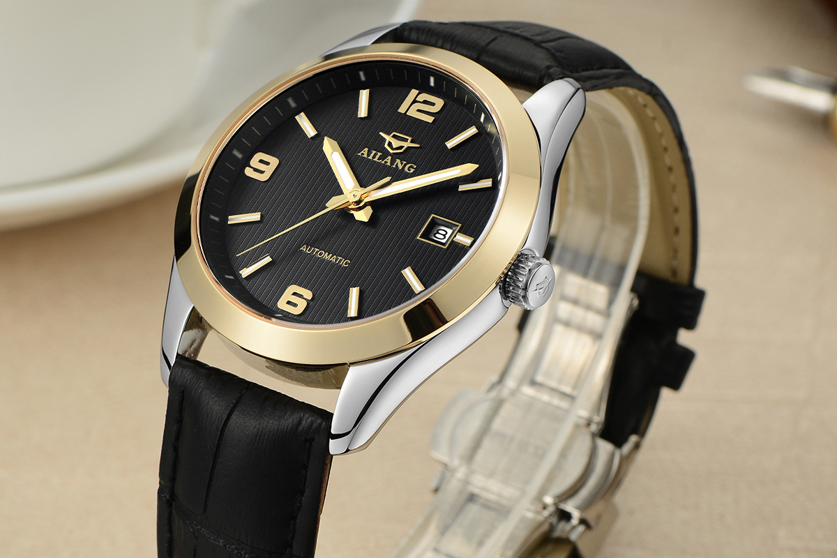 瑞士名表艾浪手表全自动机械表防水带夜光镂空日历时尚男表