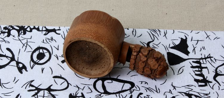 竹茶漏茶虑 竹根打孔竹子茶漏功夫茶具手工制作