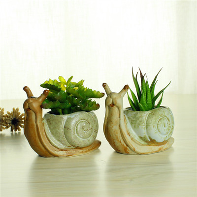 zakka韩式陶瓷多肉花盆创意蜗牛立体浮雕陶瓷多肉植物花盆sx36