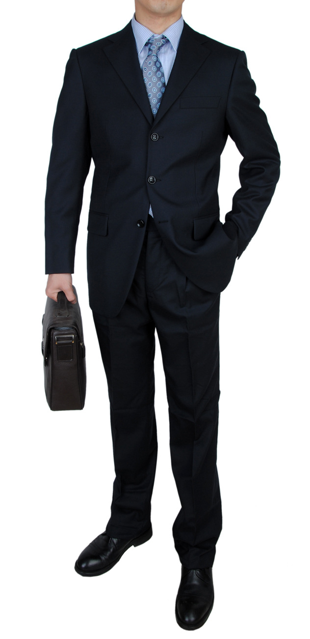 男士西服套装秋冬厚款三粒扣白领企业商务工作正装职业装不开叉