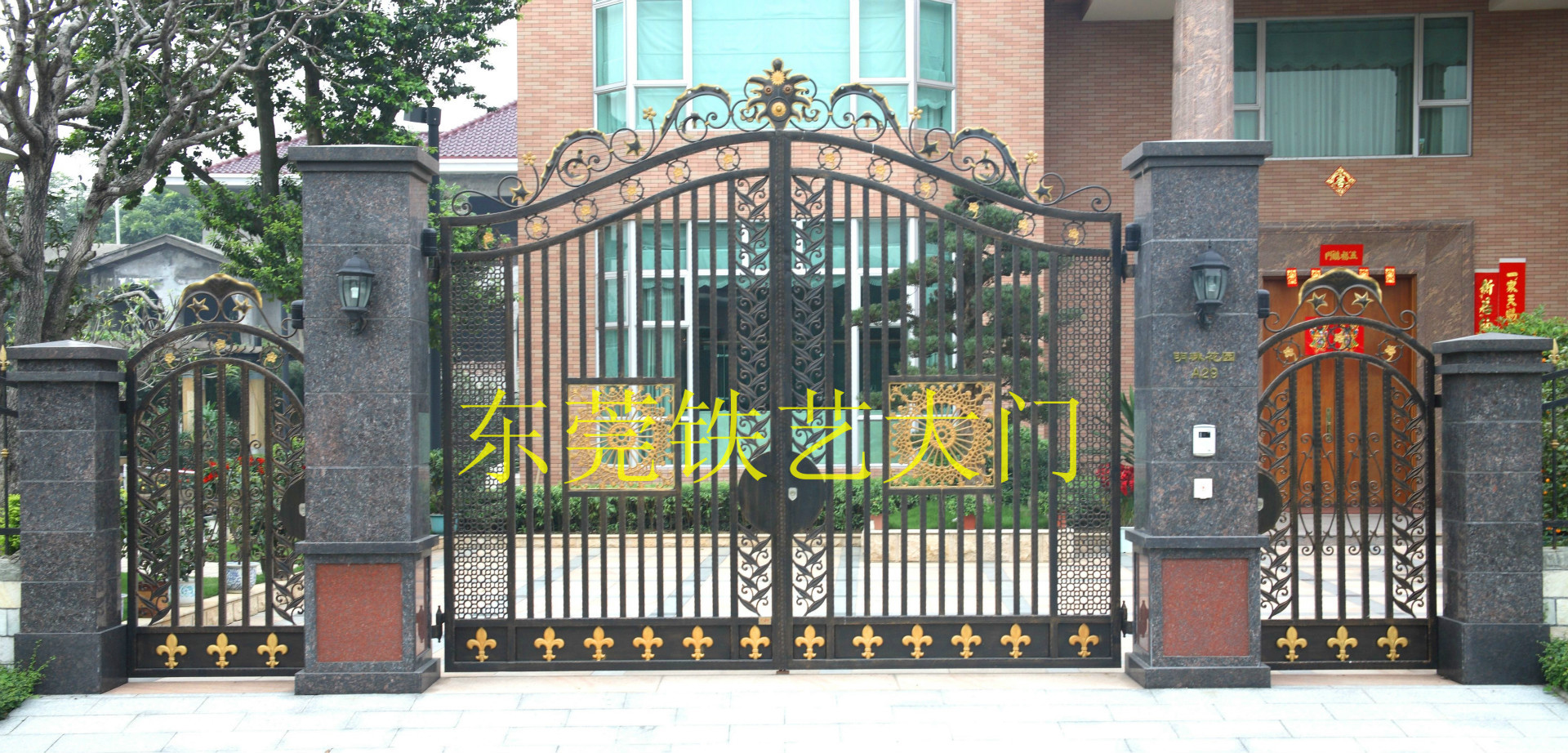 铁艺铁花大门别墅大门铸花豪华大门电动大铁门