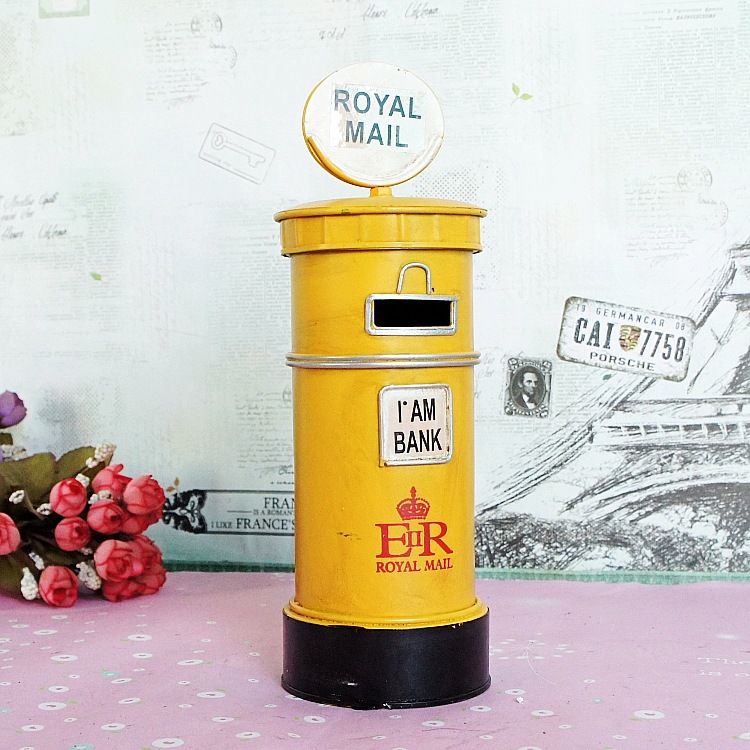厂家zakka杂货 伦敦街头邮筒 手绘铁皮邮筒 做旧工艺 7239三色