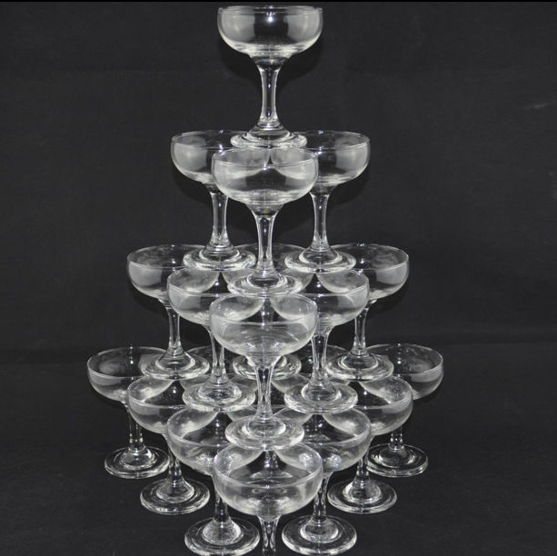 大量销售 无铅透明玻璃宽口蝶形香槟杯 婚礼香槟塔杯 宴会洋.