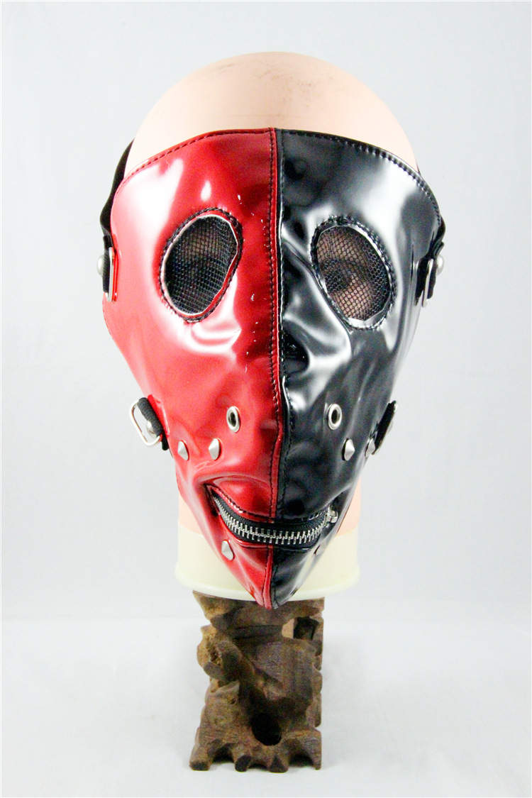 拉链个性面具_2018黑红两面拉链个性面具 朋克摇滚潮流口罩 演出撞钉