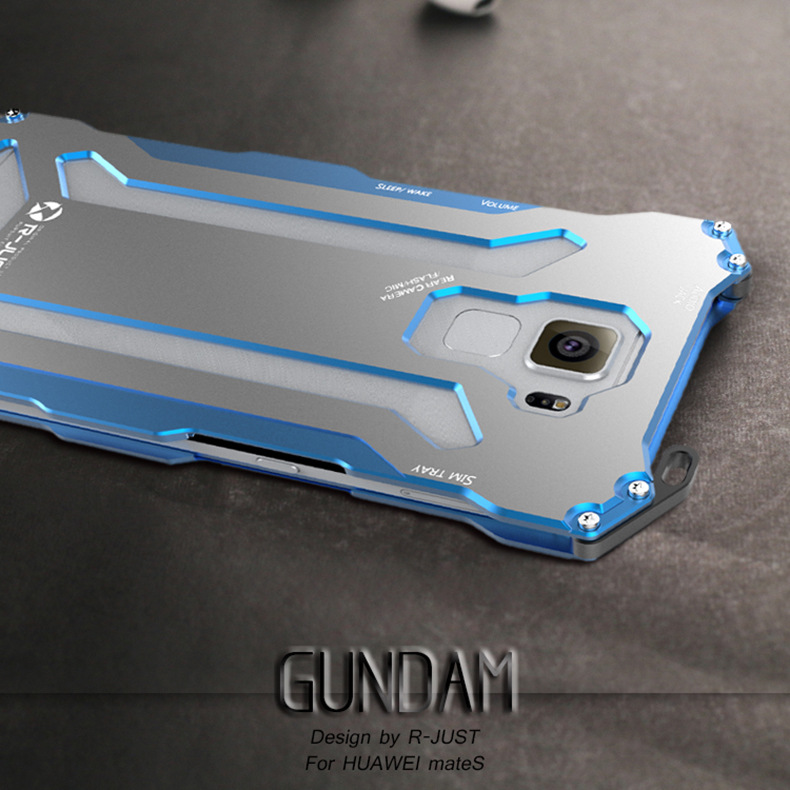 R-JUST GUNDAMAerospace Aluminum Contrast Color Shockproof Metal Shell Outdoor Protection Case for Huawei Mate S