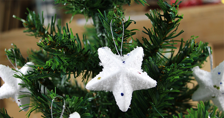 圣诞节装饰品 圣诞树挂件 白色泡沫 雪星星 白色雪五角星雪球批发