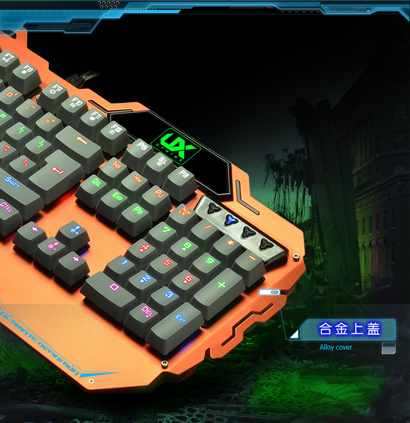 正品机械键盘黑轴电竞合金夜光背光usb107键cf lol网吧游戏设备